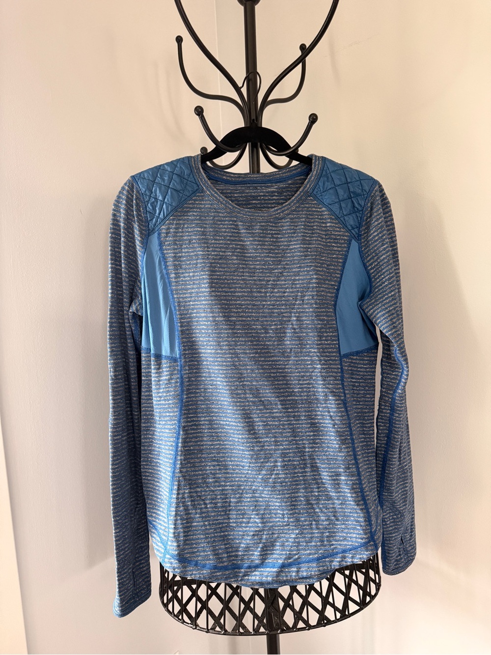 lululemon athletica Striped Blue Long-Sleeve Performance Top